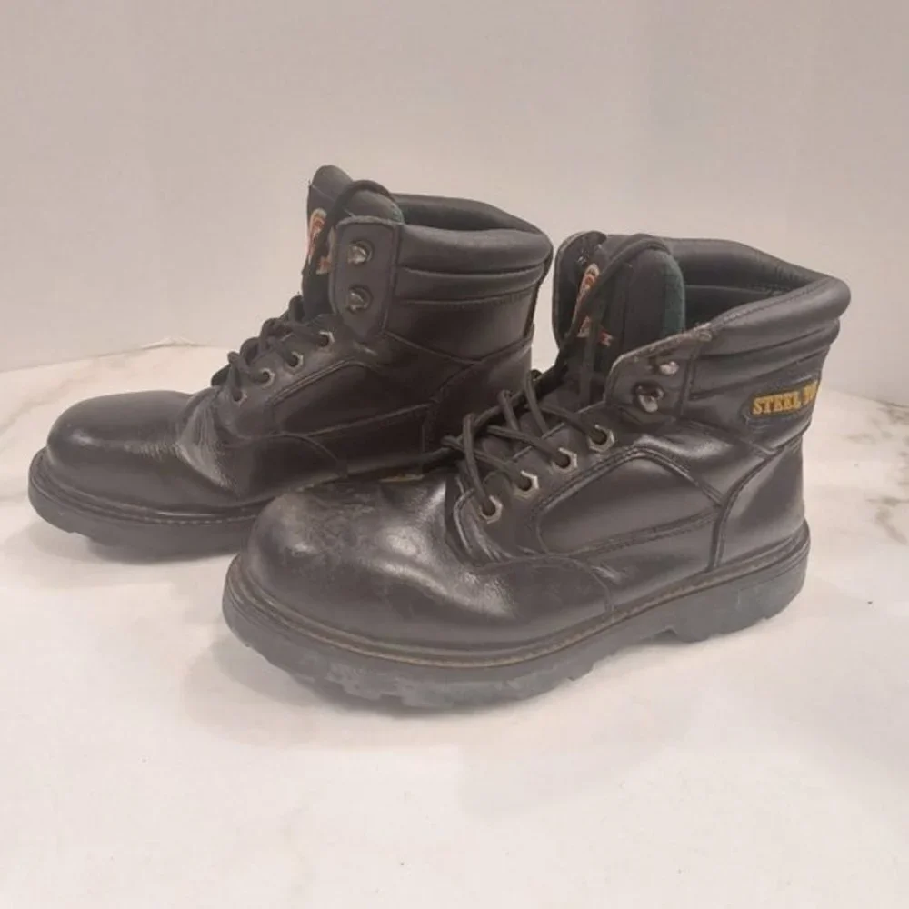 Brahma Gus Steel Toe Mens Work Leather‎ Boots Black Size 8.5EE